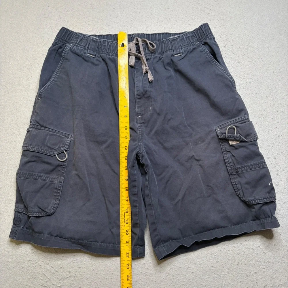 OP Sport Cargo Shorts Mens 34 Blue Y2K Faded Elastic Waist Utility Pockets
